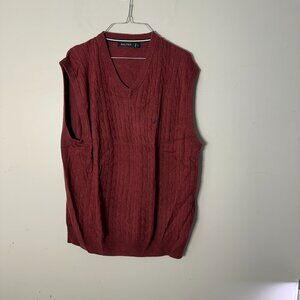 EUC Nautica Mens Red Sweater Vest Golf V Neck Cotton EL Extra Large